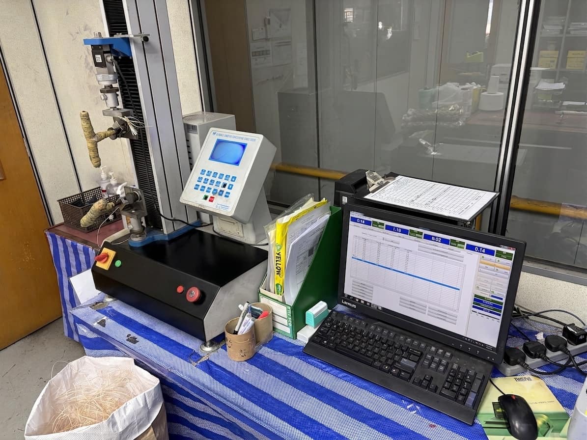 A product sample being inspected in the Jaya Nets testing lab